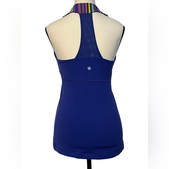 Lululemon size 8 blue wish multi poncho strip scoop neck, razorback tank top - Picture 5 of 9